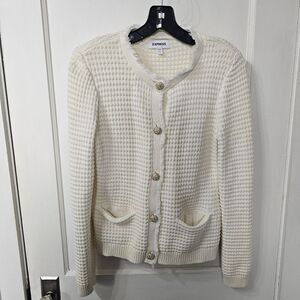 Express Cream Sweater With Gold Buttons, Sz Medium, Excellent Condition